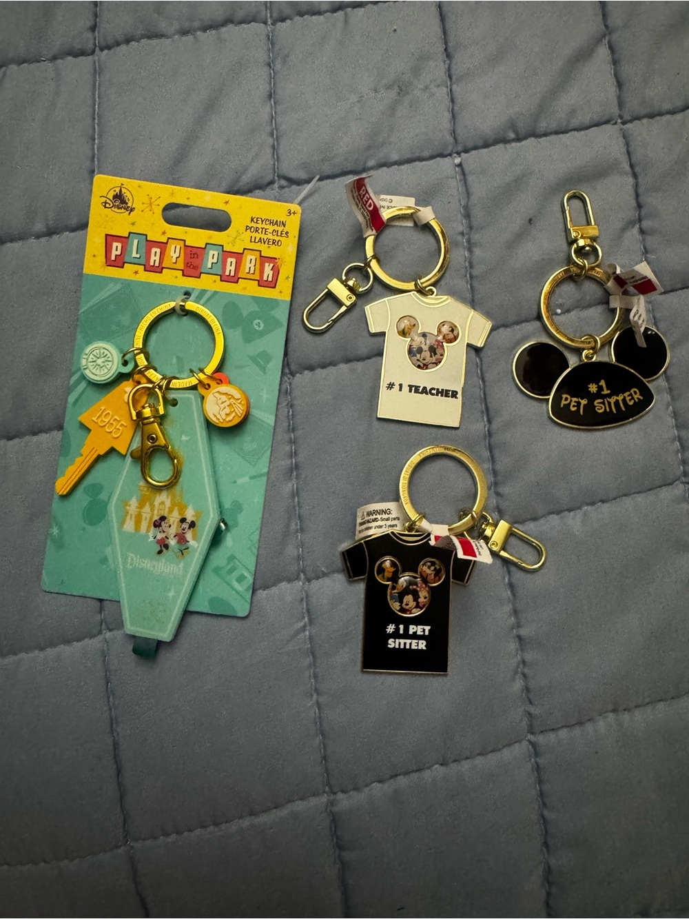 Disney Parks Keychain Bundle Lot of 4 | Disneyland 1955, #1 Teacher & Pet Sitter
